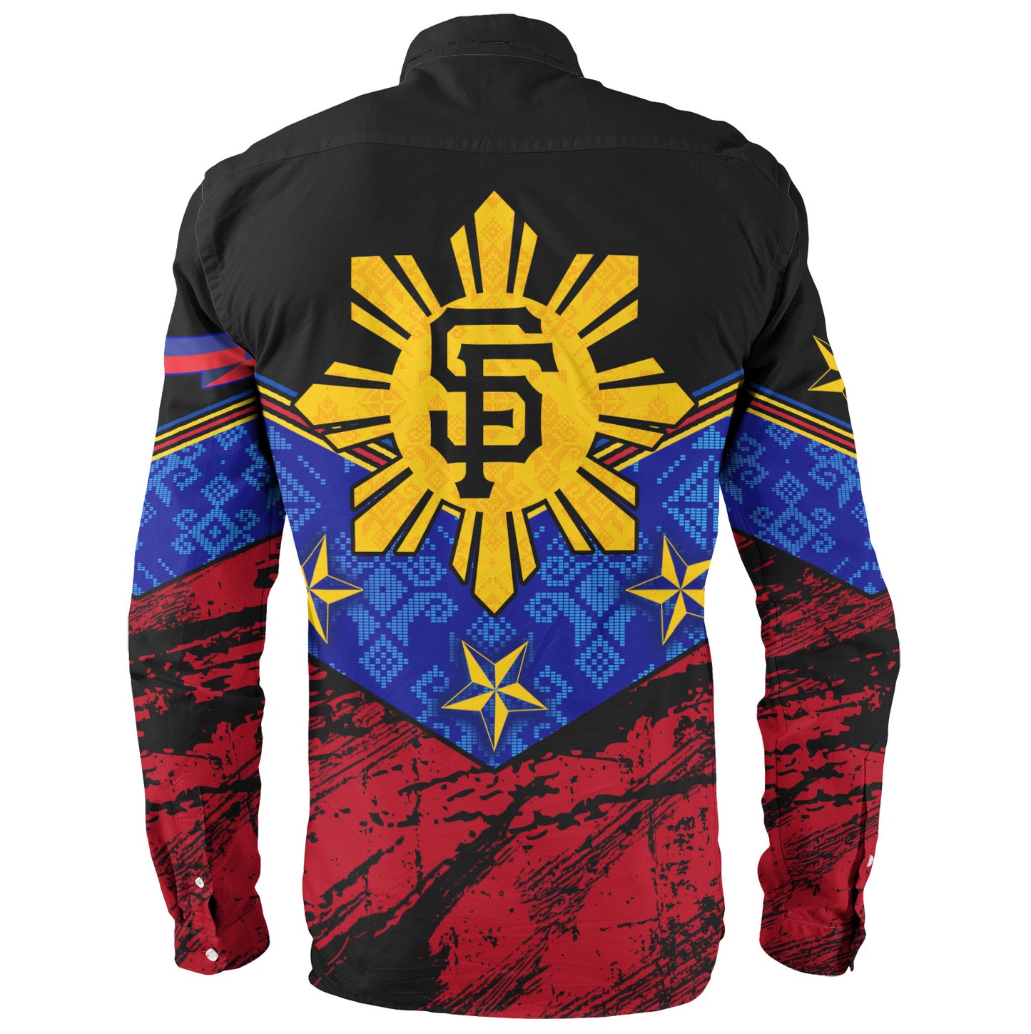 Philippines Filipinos Long Sleeve Shirt San Francisco Filipino Grunge Brush Stroke Style