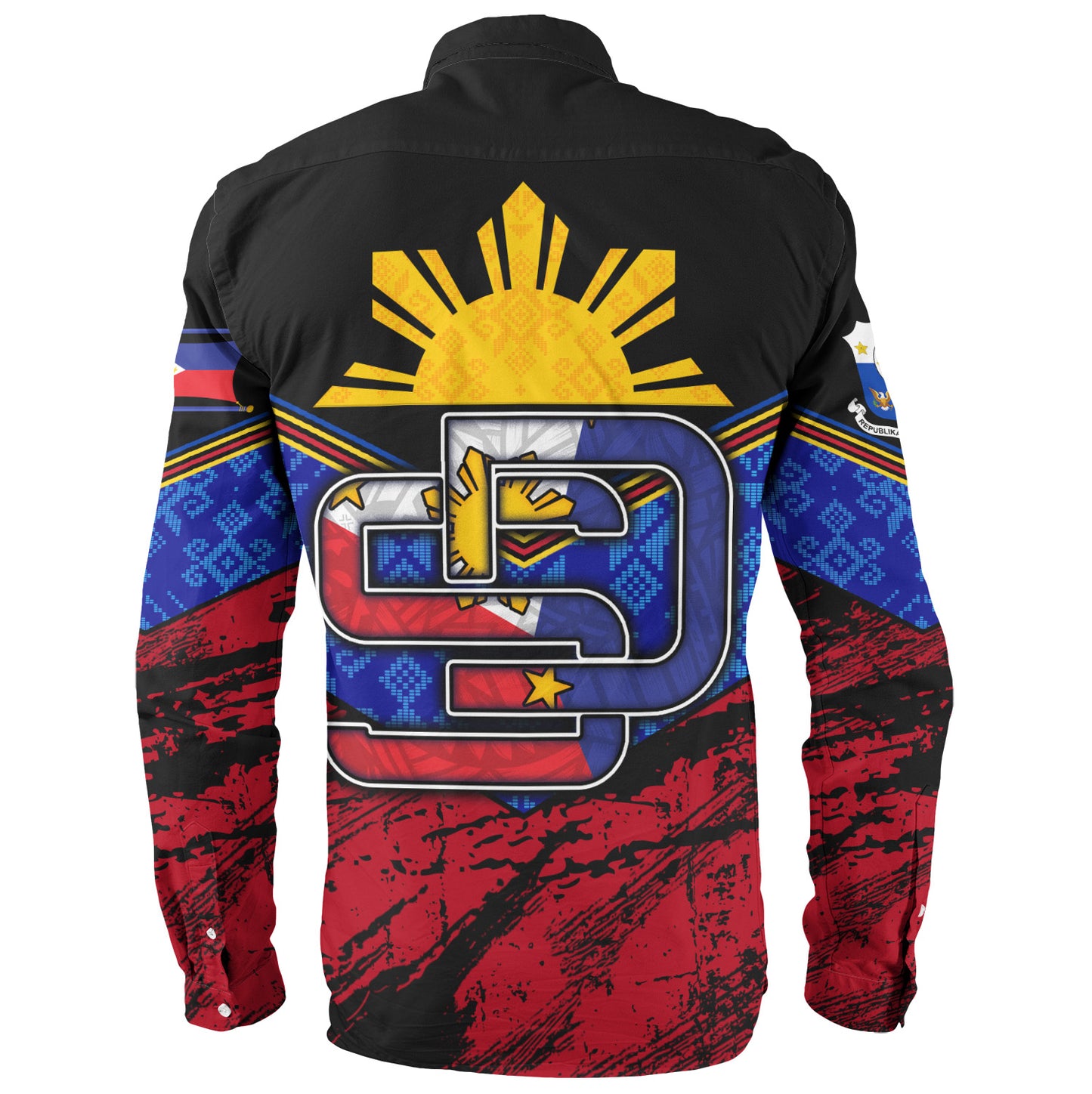 Philippines Filipinos Long Sleeve Shirt San Diego Filipino Grunge Brush Stroke Style