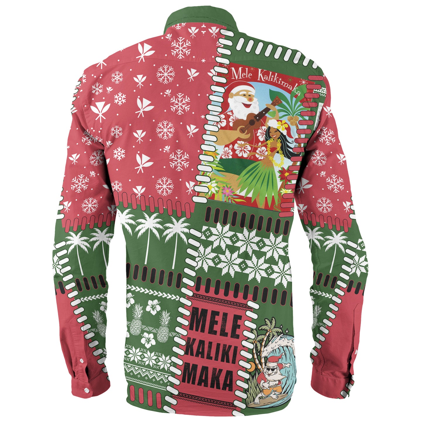 Hawaii Long Sleeve Shirt Santa Surfing Mele Kalikimaka Kanaka Maoli