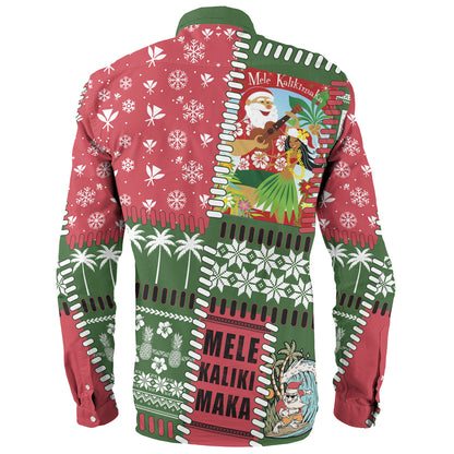 Hawaii Long Sleeve Shirt Santa Surfing Mele Kalikimaka Kanaka Maoli