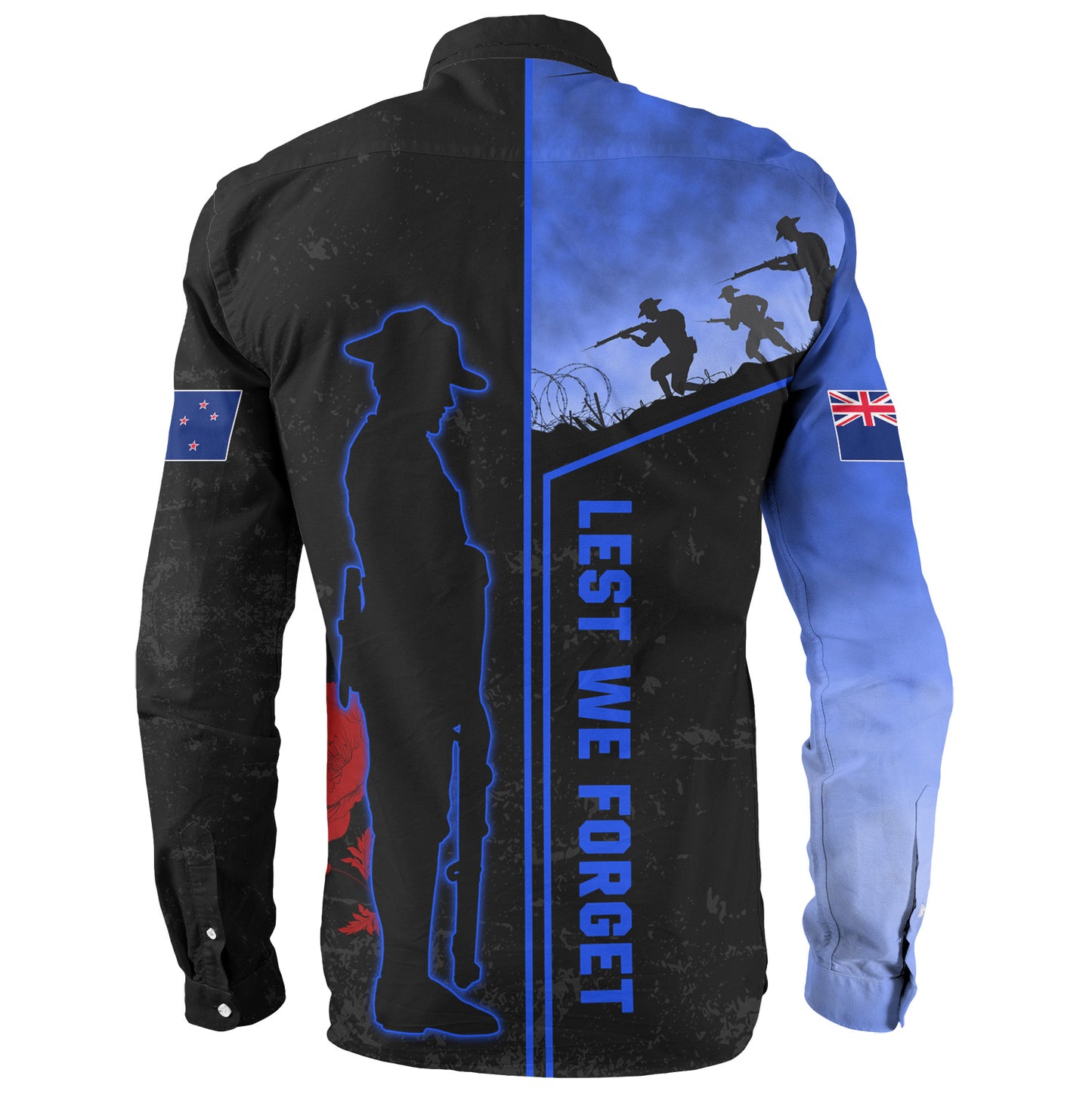 New Zealand Long Sleeve Shirt Anzac Day Lest We Forget Poppy Flower Symbol
