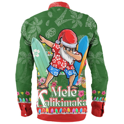 Hawaii Long Sleeve Shirt Mele Kalikimaka Dabbing Santa Christmas Style
