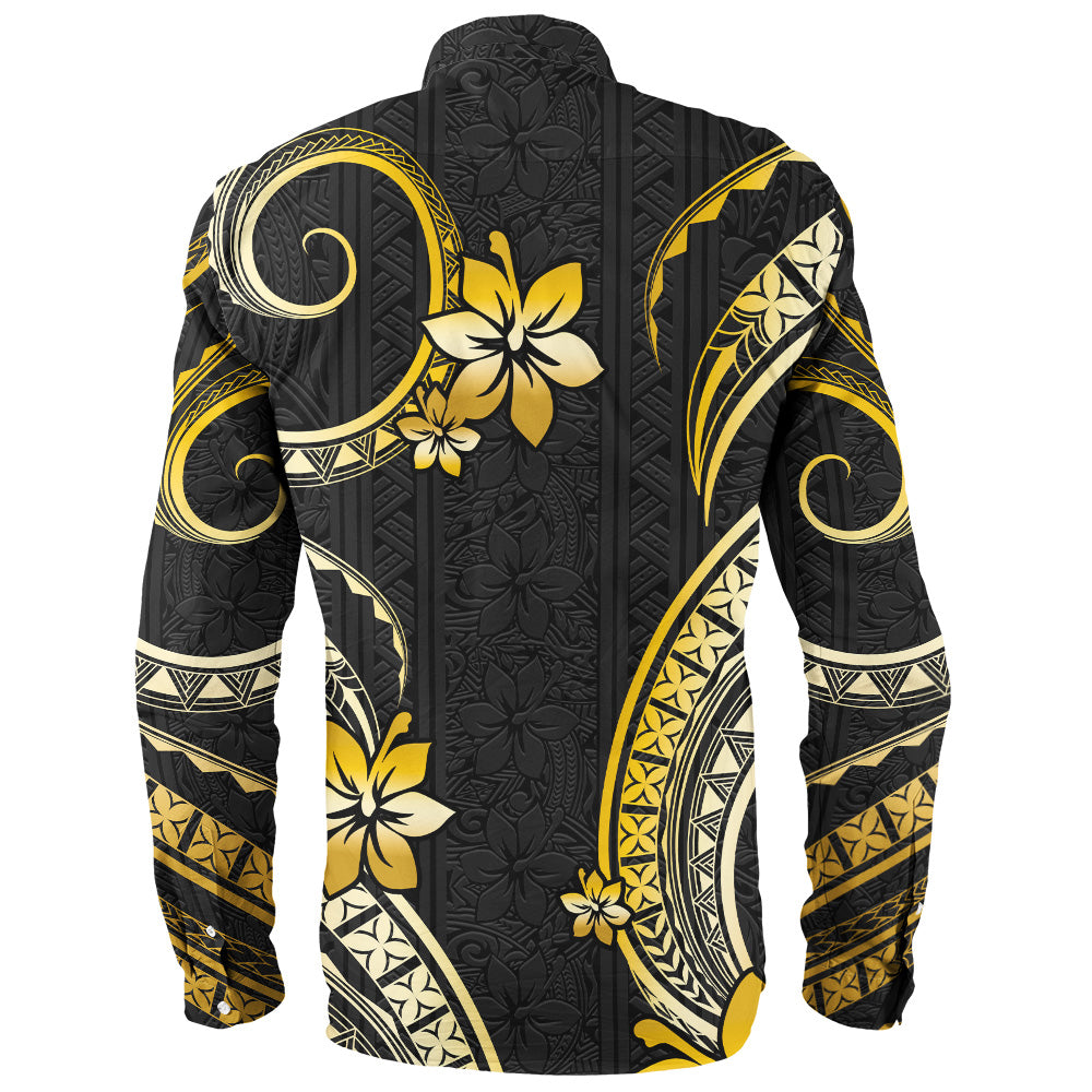 Hawaii Long Sleeve Shirt Polynesian Pattern Plumeria