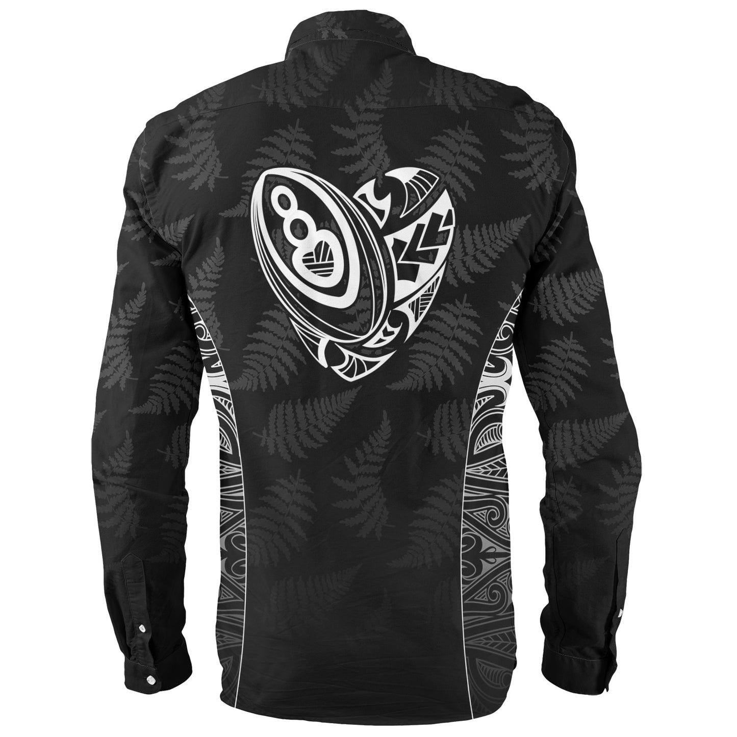 New Zealand Personalized Long Sleeve Shirt Rugby Heart Maori Style Silver Fern