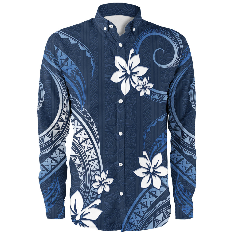 Hawaii Long Sleeve Shirt Polynesian Pattern Plumeria
