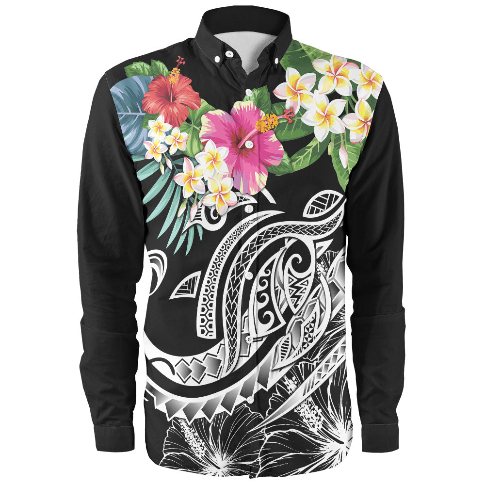 Polynesian Long Sleeve Shirt Summer Plumeria