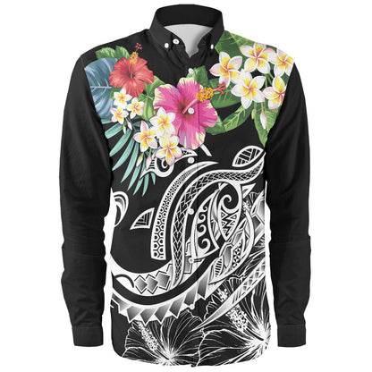 Polynesian Long Sleeve Shirt Summer Plumeria