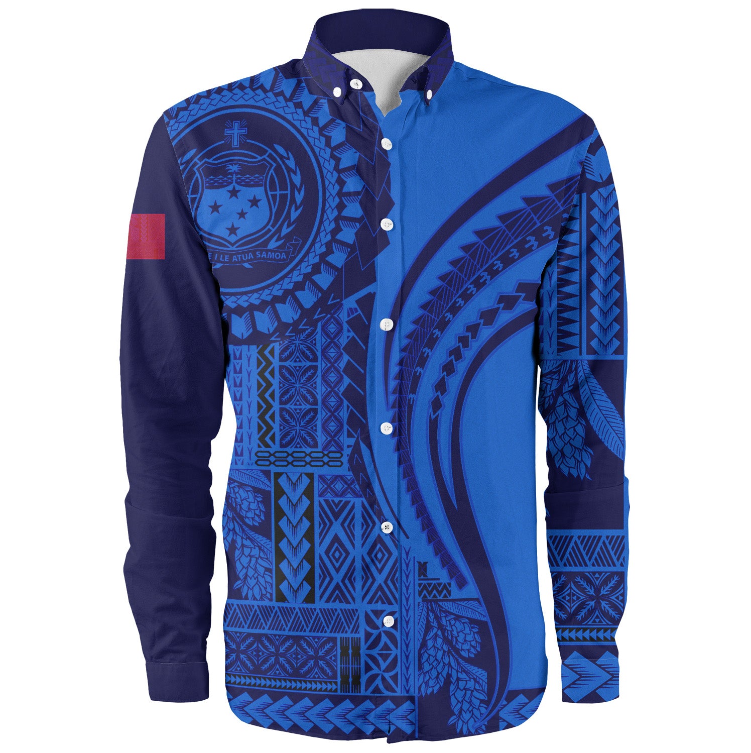Samoa Long Sleeve Shirt Seal Samoan Siapo Blue Design