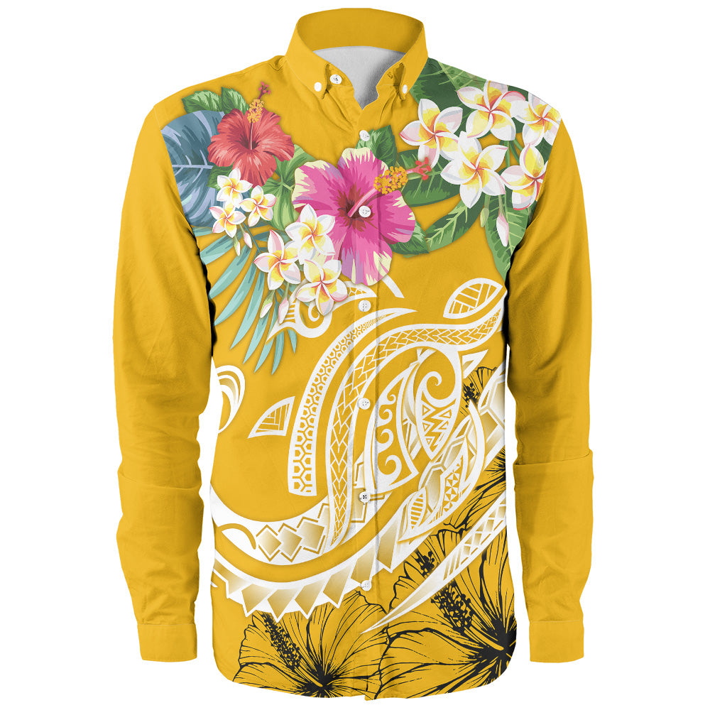 Polynesian Long Sleeve Shirt Summer Plumeria