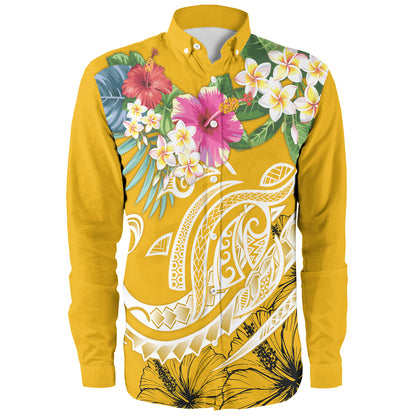 Polynesian Long Sleeve Shirt Summer Plumeria