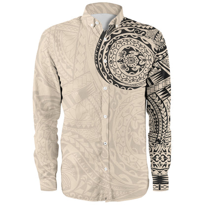 Polynesian Long Sleeve Shirt Polynesian Tattoo Style Version 2.0 Nude