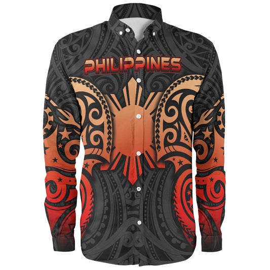Philippines Filipinos Long Sleeve Shirt Custom Personalised Spirit Red Version