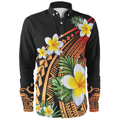 Hawaii Long Sleeve Shirt Plumeria Polynesian Pattern