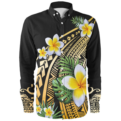 Hawaii Long Sleeve Shirt Plumeria Polynesian Pattern