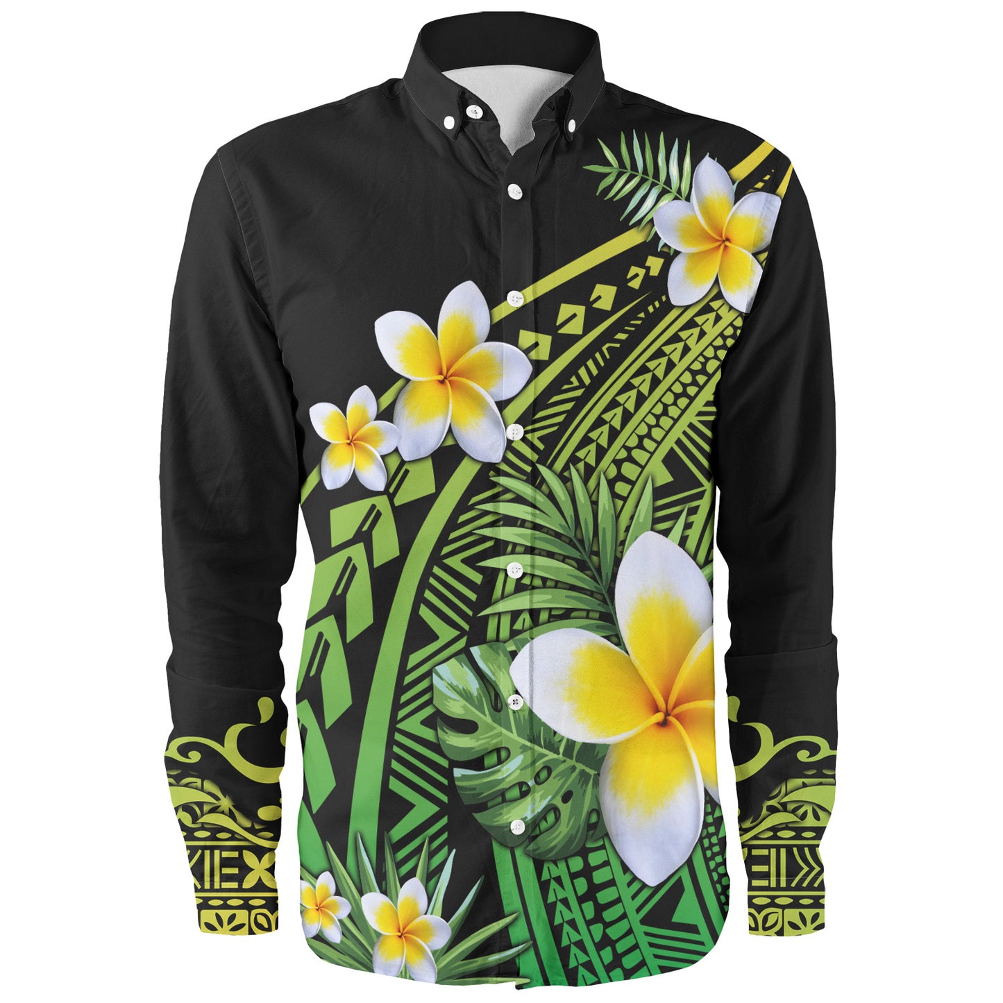 Hawaii Long Sleeve Shirt Plumeria Polynesian Pattern