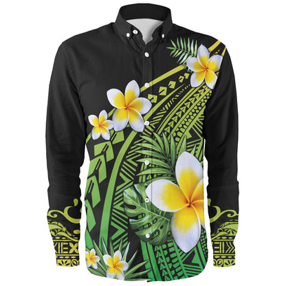 Hawaii Long Sleeve Shirt Plumeria Polynesian Pattern