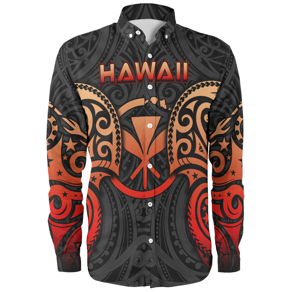 Hawaii Long Sleeve Shirt Custom Personalised Spirit Red Version
