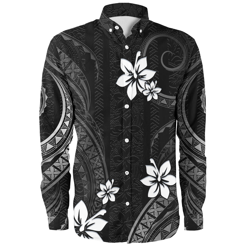 Hawaii Long Sleeve Shirt Polynesian Pattern Plumeria