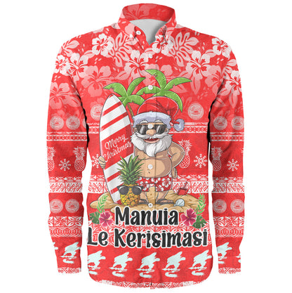American Samoa Long Sleeve Shirt Manuia Le Kerisimasi Tropical Xmas Patterns