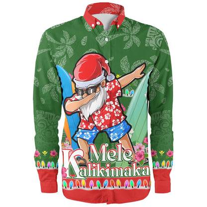 Hawaii Long Sleeve Shirt Mele Kalikimaka Dabbing Santa Christmas Style