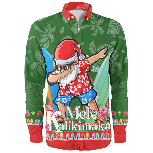 Hawaii Long Sleeve Shirt Mele Kalikimaka Dabbing Santa Christmas Style