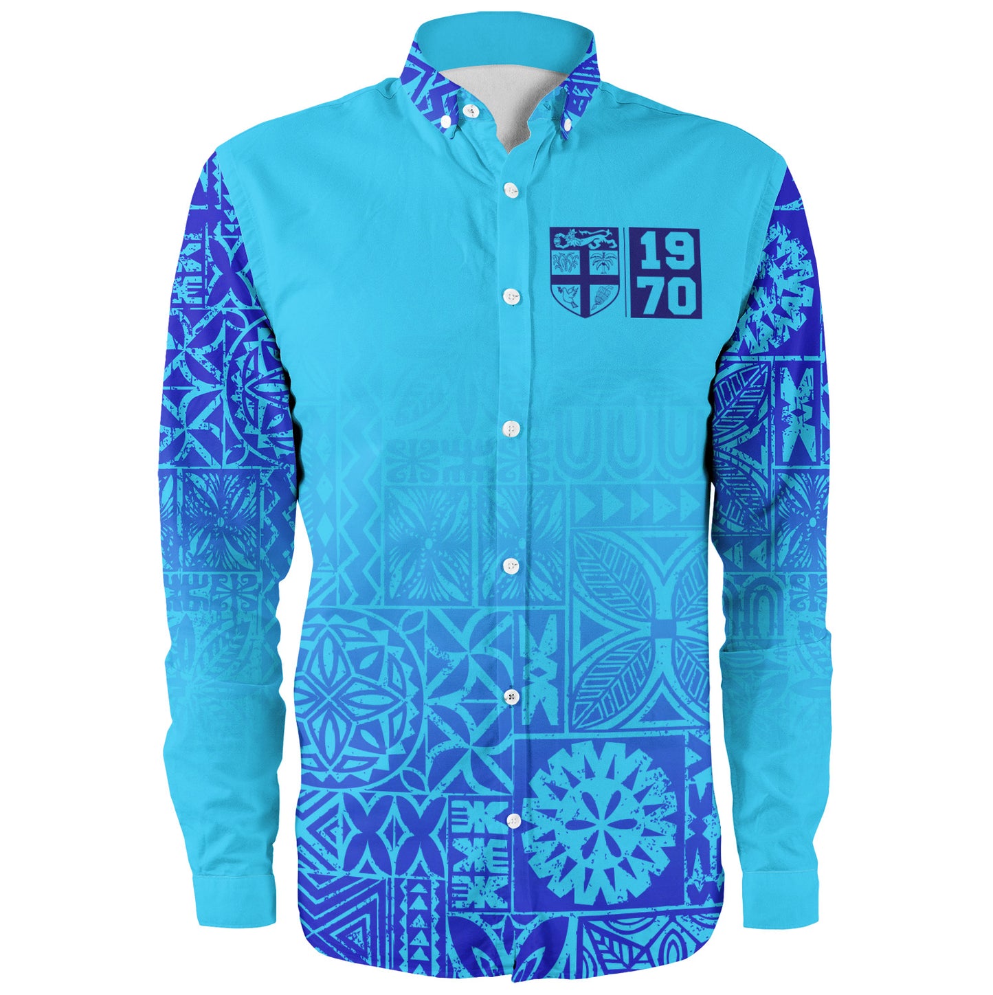Fiji Long Sleeve Shirt Fiji Independence 1970 Tapa Style (Ver 2)
