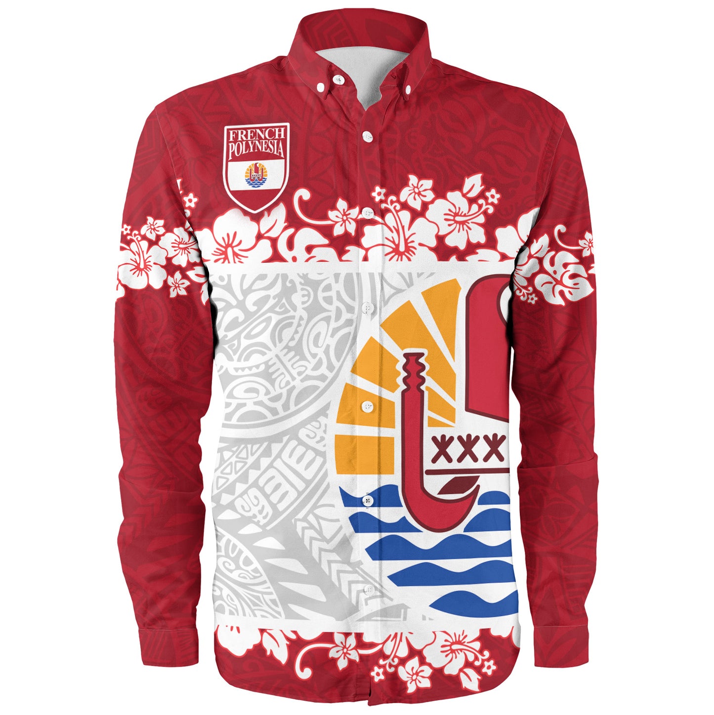 French Polynesia Long Sleeve Shirt Seal With Plumeria Flowers Polynesia Patterns