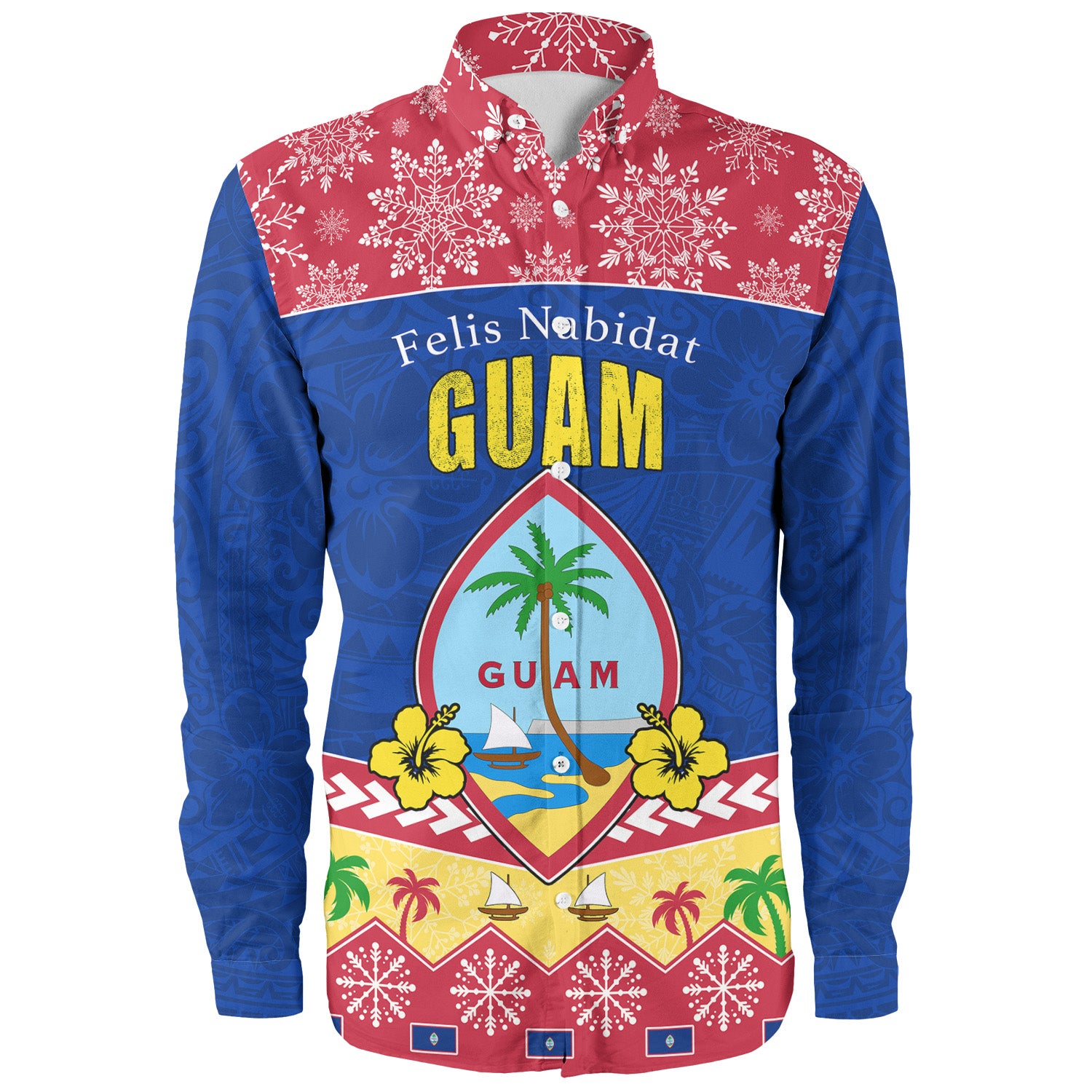 Guam Long Sleeve Shirt Felis Nabidat Polynesian Style