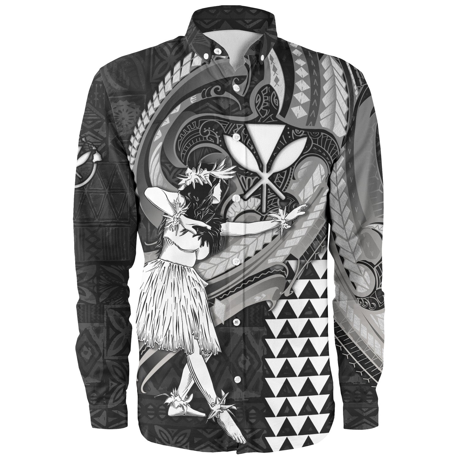 Hawaii Long Sleeve Shirt Kanaka Maoli Hula Girls Polynesian Traditional Tattoo
