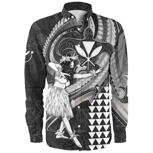 Hawaii Long Sleeve Shirt Kanaka Maoli Hula Girls Polynesian Traditional Tattoo