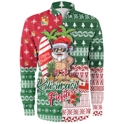 Tonga Long Sleeve Shirt Kilisimasi Fiefia Tropical Xmas Patterns