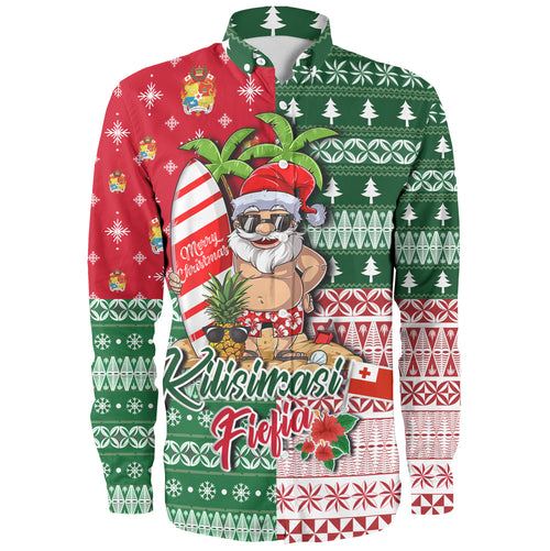 Tonga Long Sleeve Shirt Kilisimasi Fiefia Tropical Xmas Patterns