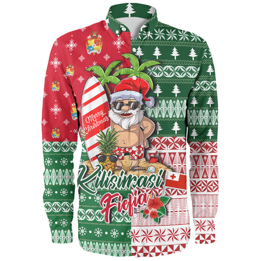 Tonga Long Sleeve Shirt Kilisimasi Fiefia Tropical Xmas Patterns