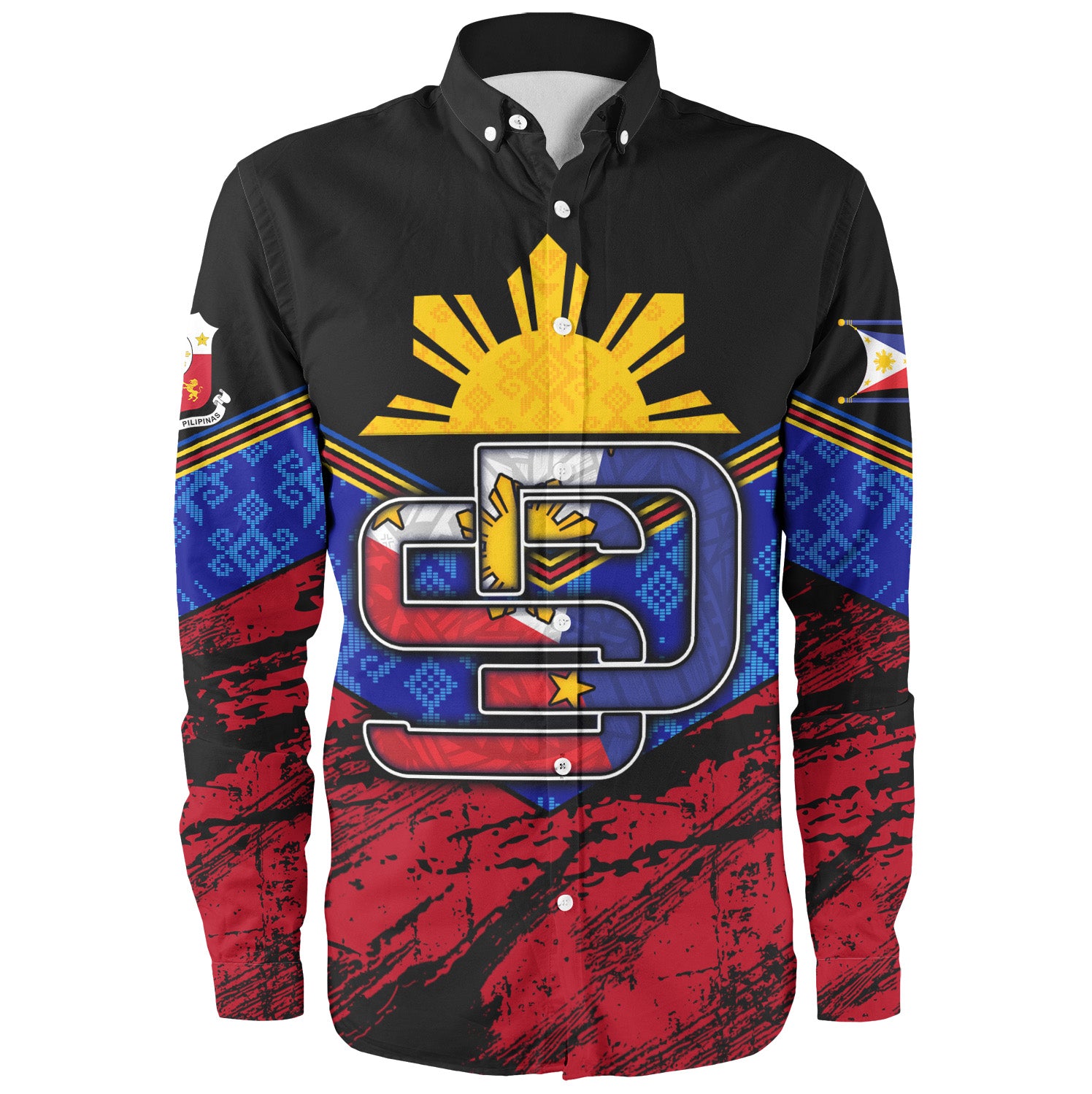 Philippines Filipinos Long Sleeve Shirt San Diego Filipino Grunge Brush Stroke Style