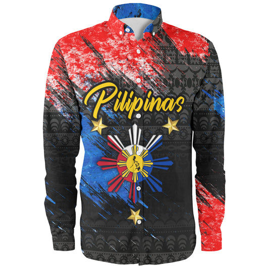 Philippines Filipinos Long Sleeve Shirt Pilipinas Sun Grunge Style