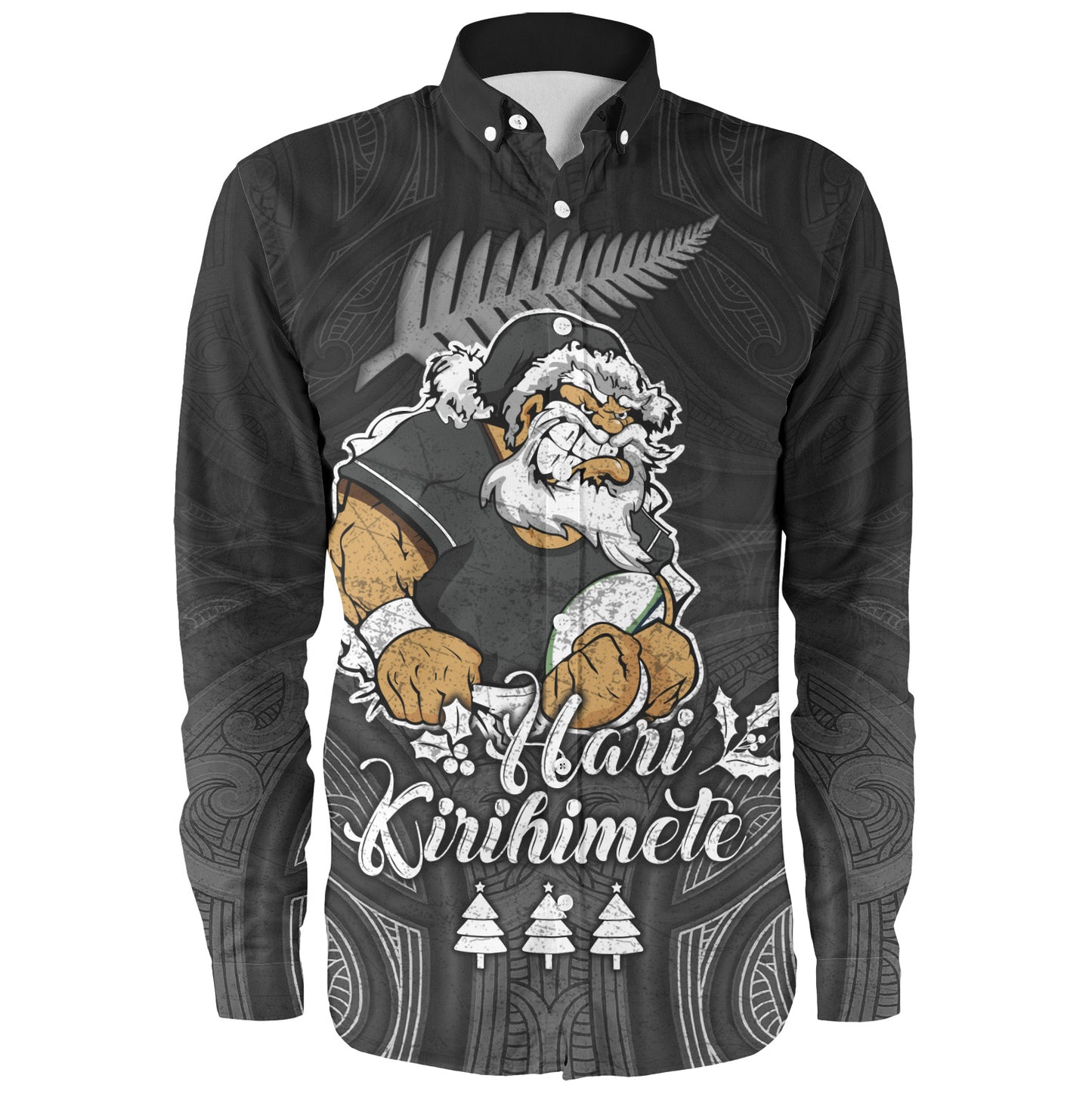 New Zealand Long Sleeve Shirt Hari Kirihimete Rugby Santa Style