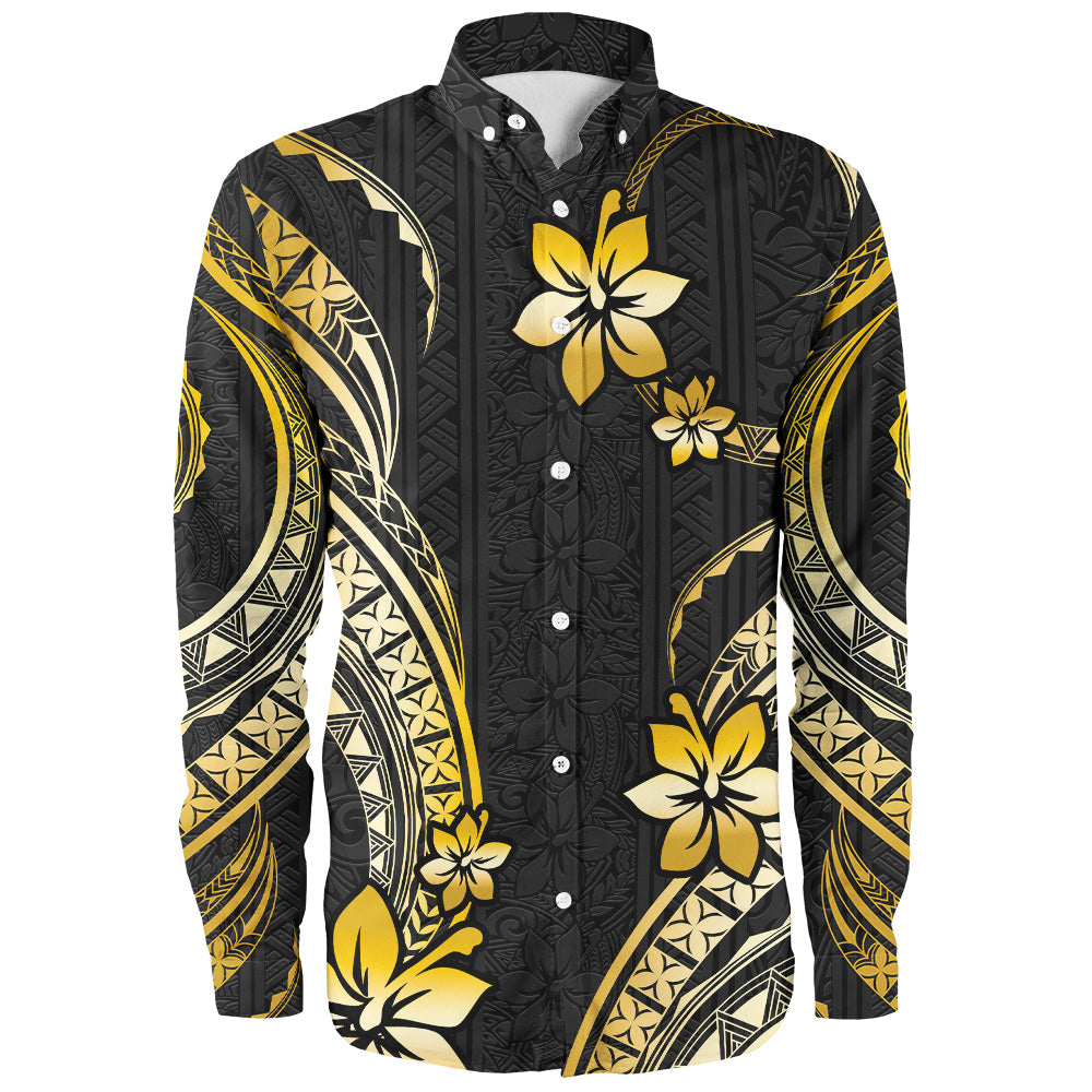 Hawaii Long Sleeve Shirt Polynesian Pattern Plumeria
