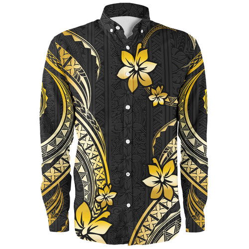 Hawaii Long Sleeve Shirt Polynesian Pattern Plumeria
