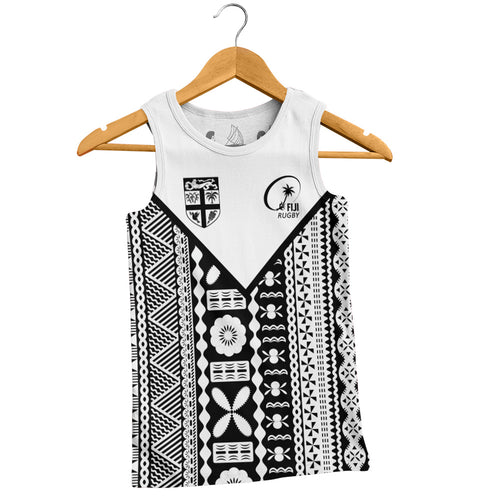 Fiji Rugby Tapa Tank Top Fiji Flag Coat Of Arms Pattern