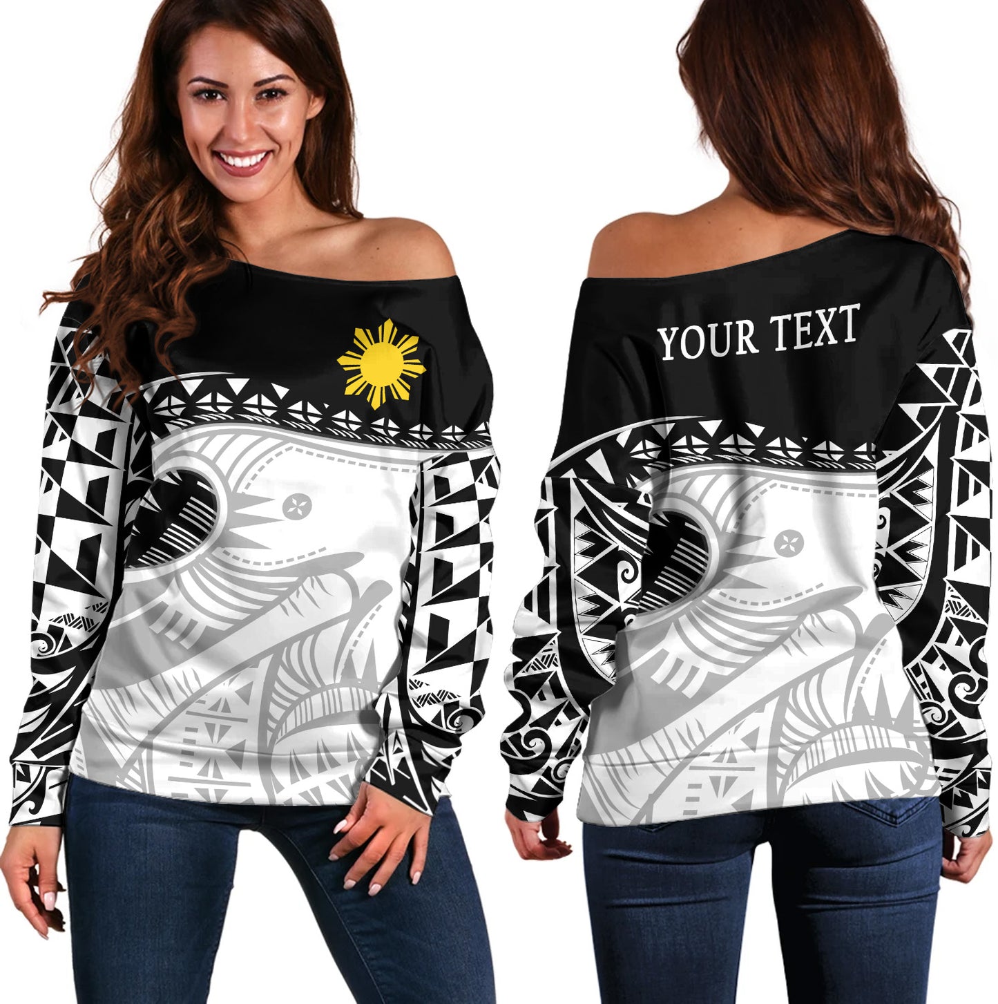 Philippines Filipinos Off Shoulder Sweatshirt Dynamic Sport Style