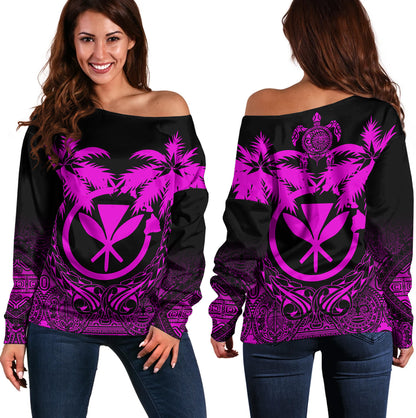 Hawaii Off Shoulder Sweatshirt Polynesian Coconut