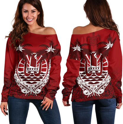 Tahiti Off Shoulder Sweatshirt Polynesian Coconut
