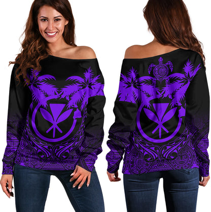 Hawaii Off Shoulder Sweatshirt Polynesian Coconut