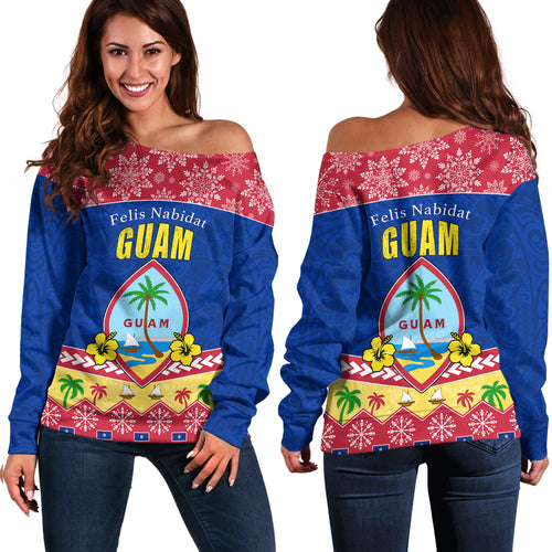 Guam Off Shoulder Sweatshirt Felis Nabidat Polynesian Style