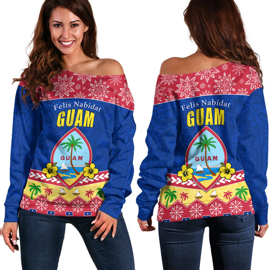 Guam Off Shoulder Sweatshirt Felis Nabidat Polynesian Style