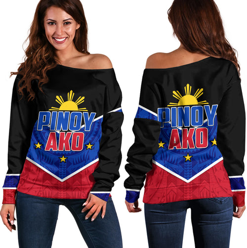 Philippines Filipinos Off Shoulder Sweatshirt Pinoy Ako Style
