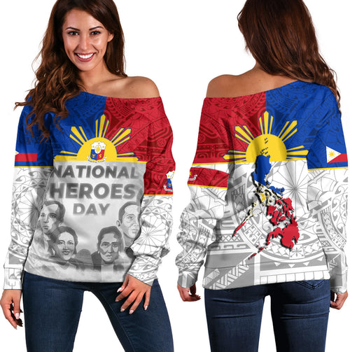 Philippines Filipinos Off Shoulder Sweatshirt National Heroes Day