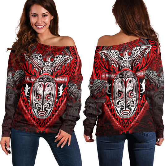 Papua New Guinea Off Shoulder Sweatshirt Bird Of Paradise Papua New Guinea Tribal Tattoo Patterns