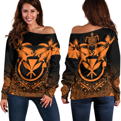 Hawaii Off Shoulder Sweatshirt Polynesian Coconut