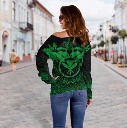 Hawaii Off Shoulder Sweatshirt Polynesian Coconut